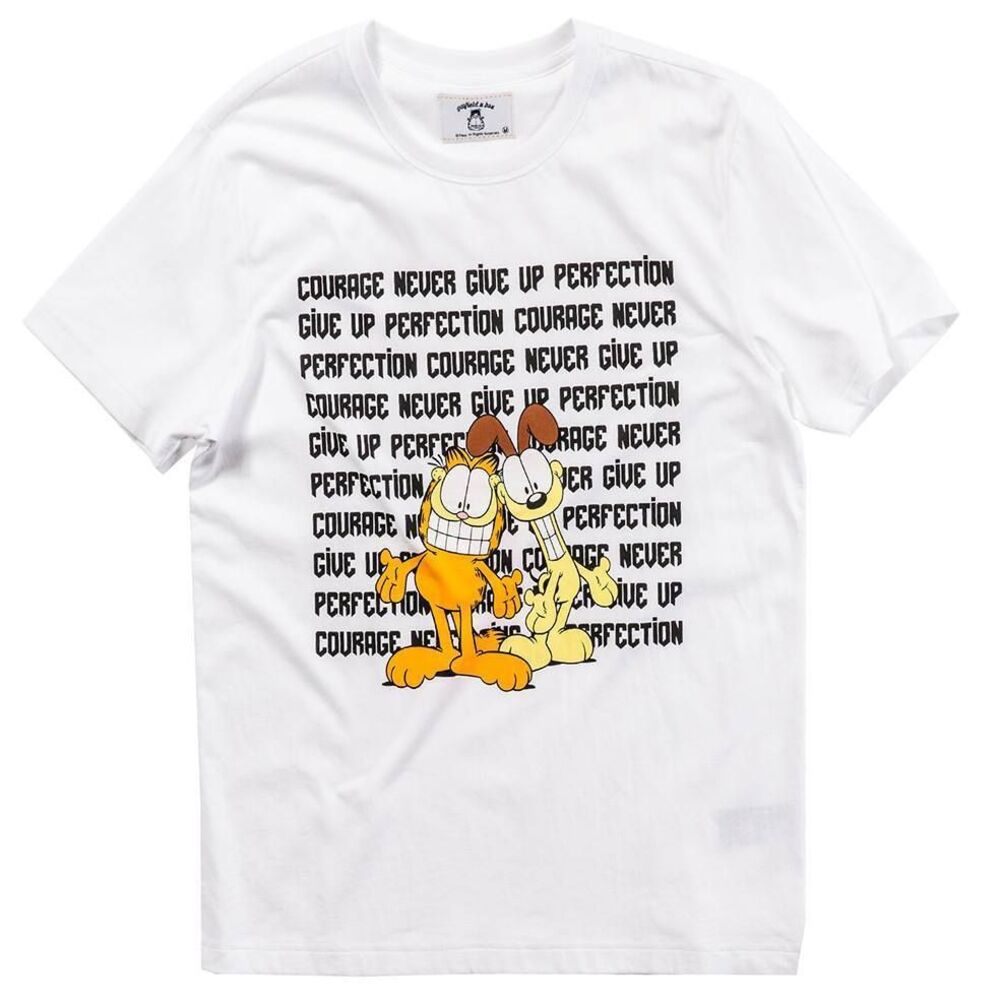 GarfieldxBSX Indigo Collection Garfield & Odie Never Give Up White T Shirt w/Tag